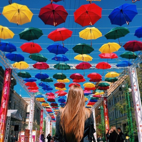 Alley of Soaring Umbrellas