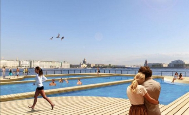 A Pool on the Beach of Peter and Paul Fortress